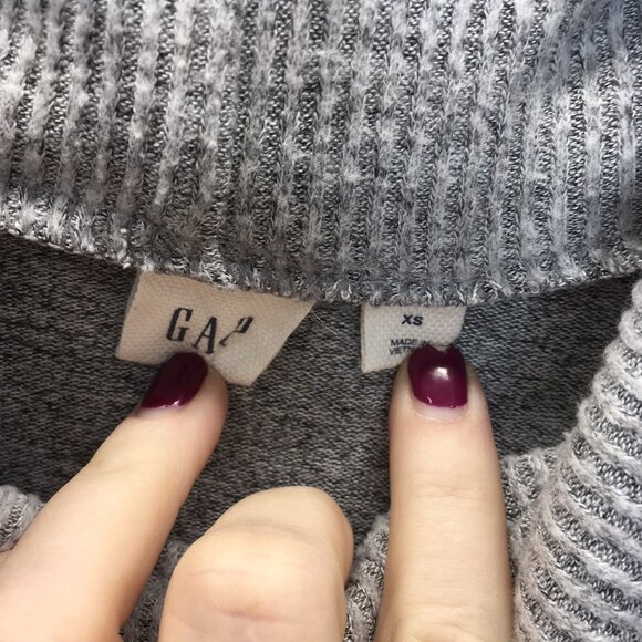 GAP Sweater Dress XS Gray Knit Stretch Cowl Neck 3/4 Sleeve - Picture 4 of 7